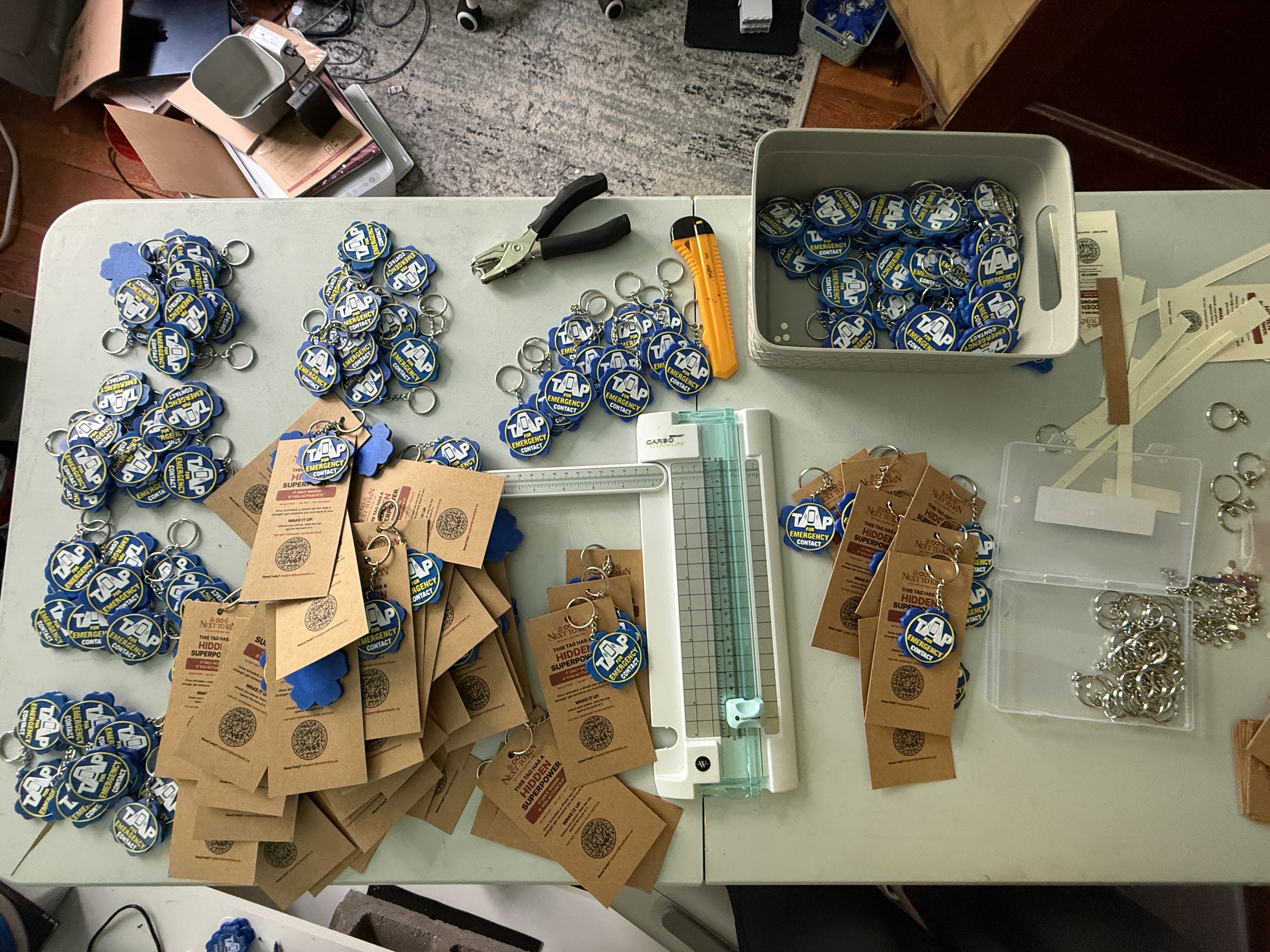KinTags being hand-assembled in Regina, Saskatchewan