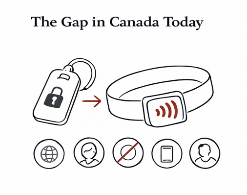 The Gap in Canada Today - Comparison of GPS trackers limitations vs NFC wristband solution
