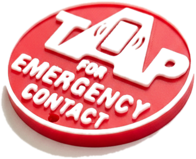 A KinTag — tap for emergency contact